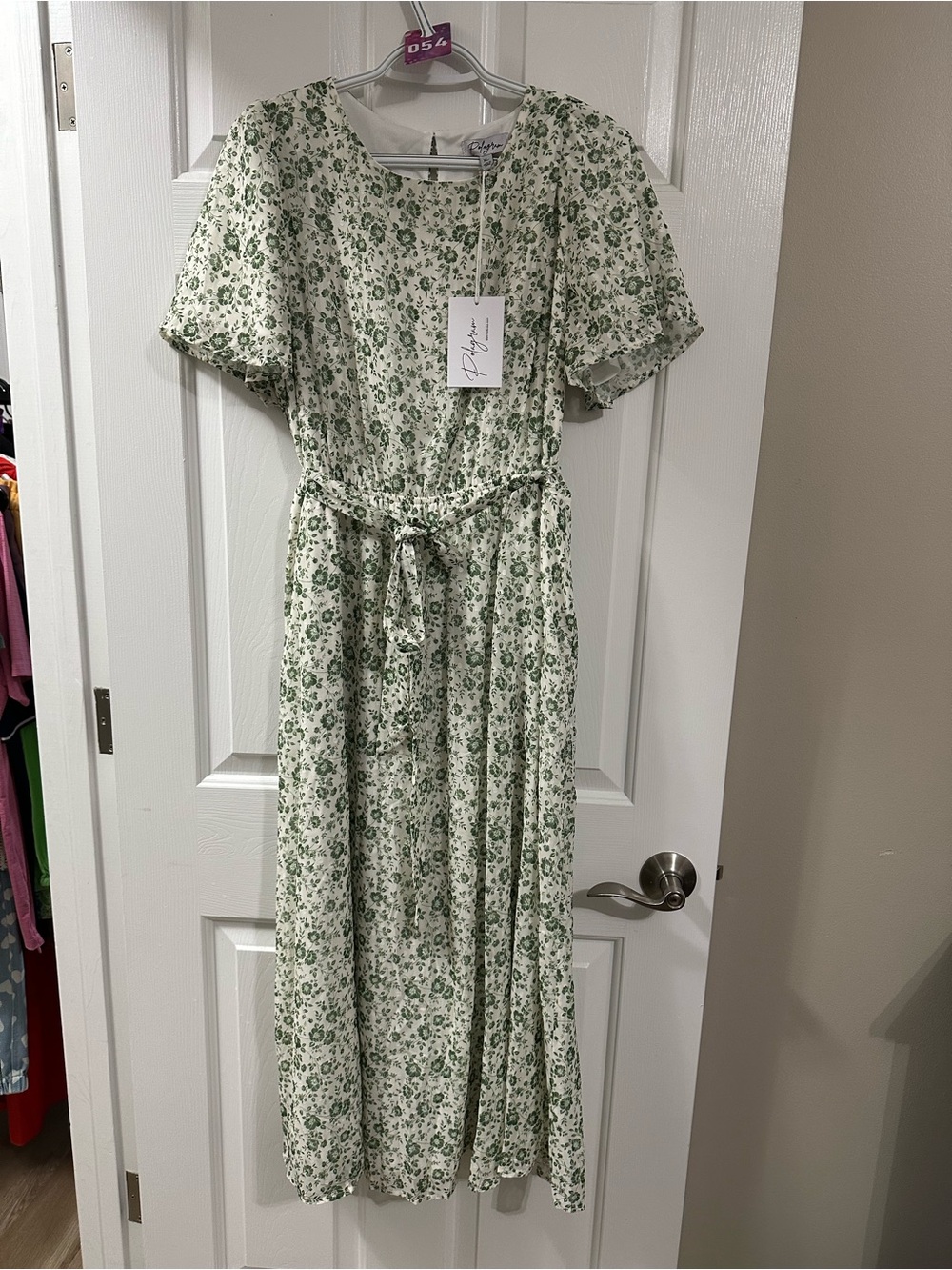 Polagram Green Floral Maxi Dress with Tie Waist